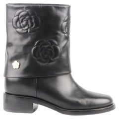 Chanel 2016 Camellia Embroidered Leather Boots EU 39.5 UK 6.5 US 9.5 