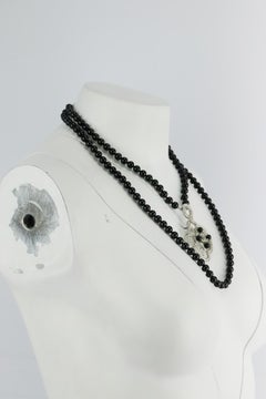 Chanel 2016 Cc Detailed Crystal Embellished Medalion Faux Pearl Necklace