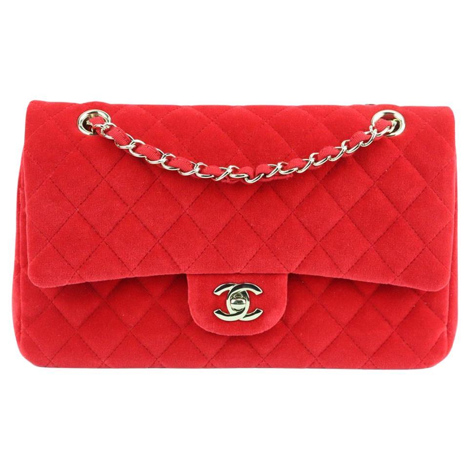 Chanel 2016 Classic Medium Quilted Velvet Double Flap Bag