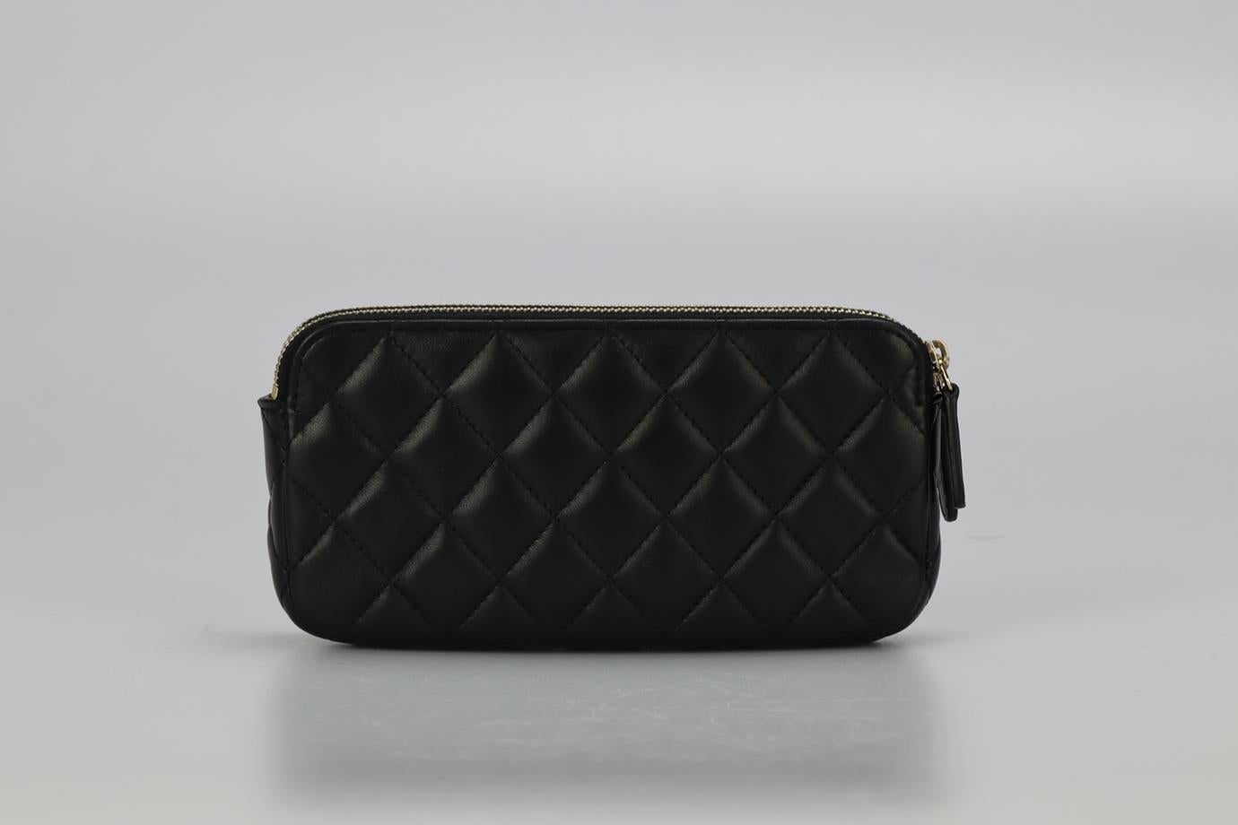 Black Chanel 2016 Clutch With Chain Quilted Leather Shoulder Bag For Sale