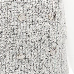 CHANEL 2016 Fantasy Tweed silver CC buttons cuffed sleeves jacket FR36 S