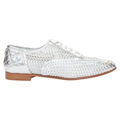 CHANEL 2016 interlocking CC metallic silver woven leather oxford EU39 US9