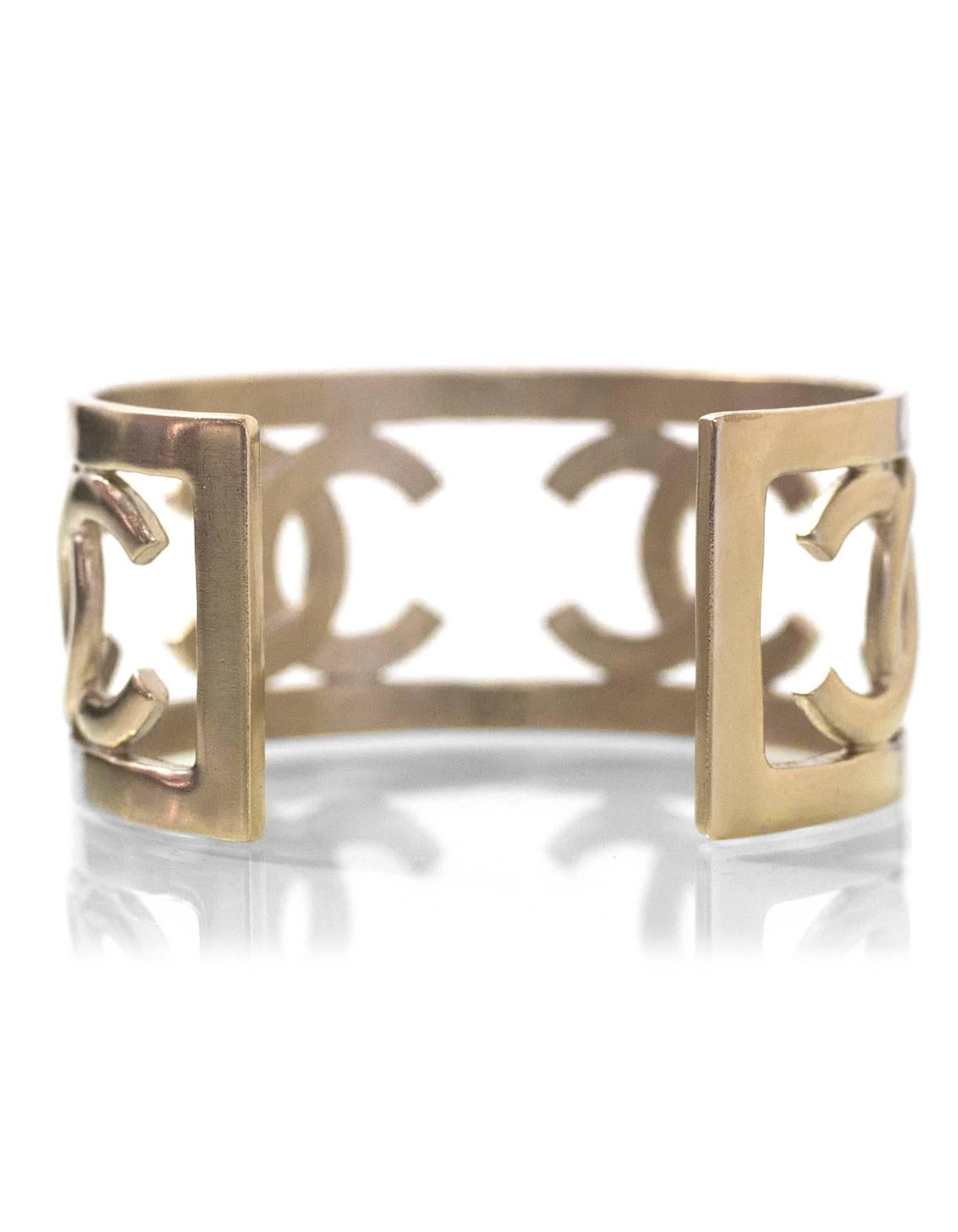 Women's Chanel 2016 Light Goldtone CC Cuff Bracelet with Box