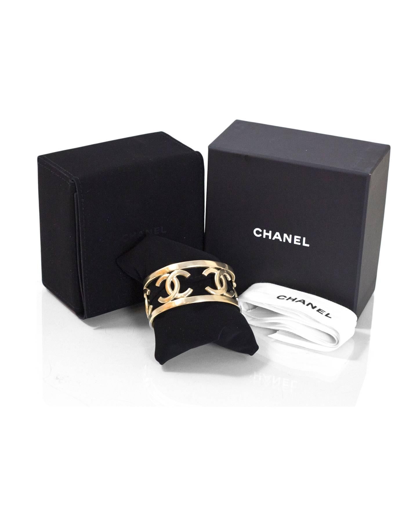 Chanel 2016 Light Goldtone CC Cuff Bracelet with Box 2