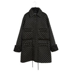 Chanel 2016 Manteau Parka FR40 Negro Oro Seda Acolchado Abrigo UK12 US10