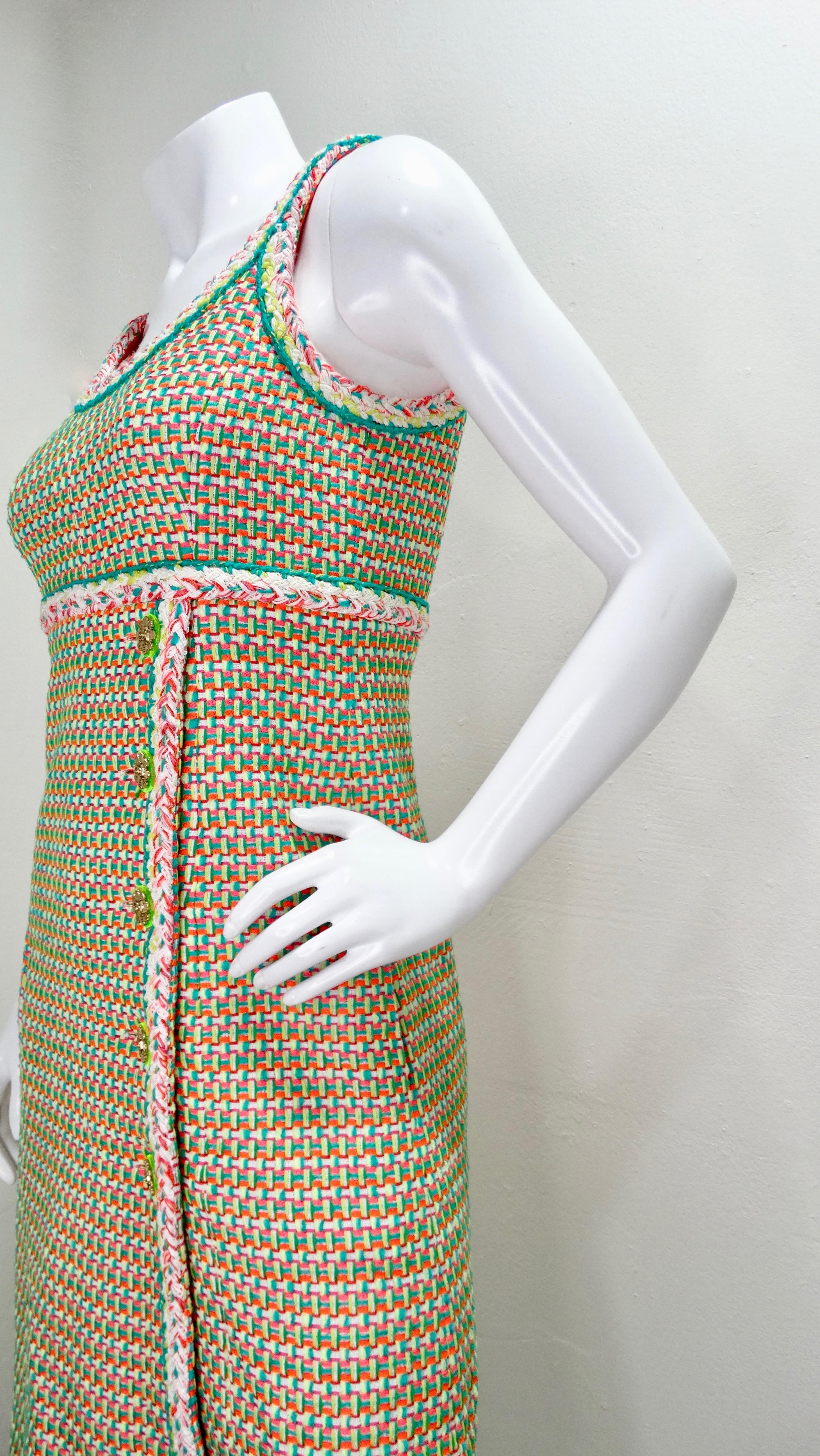 Chanel 2016 Multi-Colored Neon Tweed Dress 4