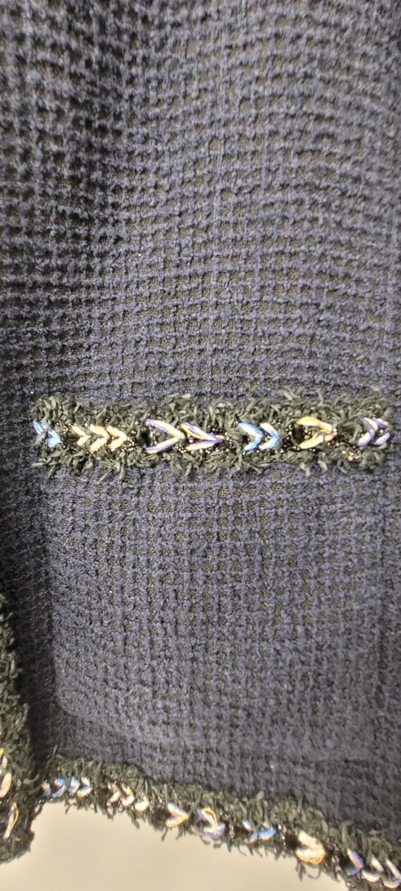 CHANEL 2016 Marineblauer Blazer mit Tweedbesatz aus Tweed im Angebot 1
