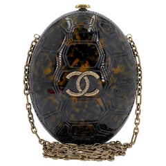 Chanel 2016 Paris Seoul Brown Tortoise Minaudière Evening Clutch Bag 66738