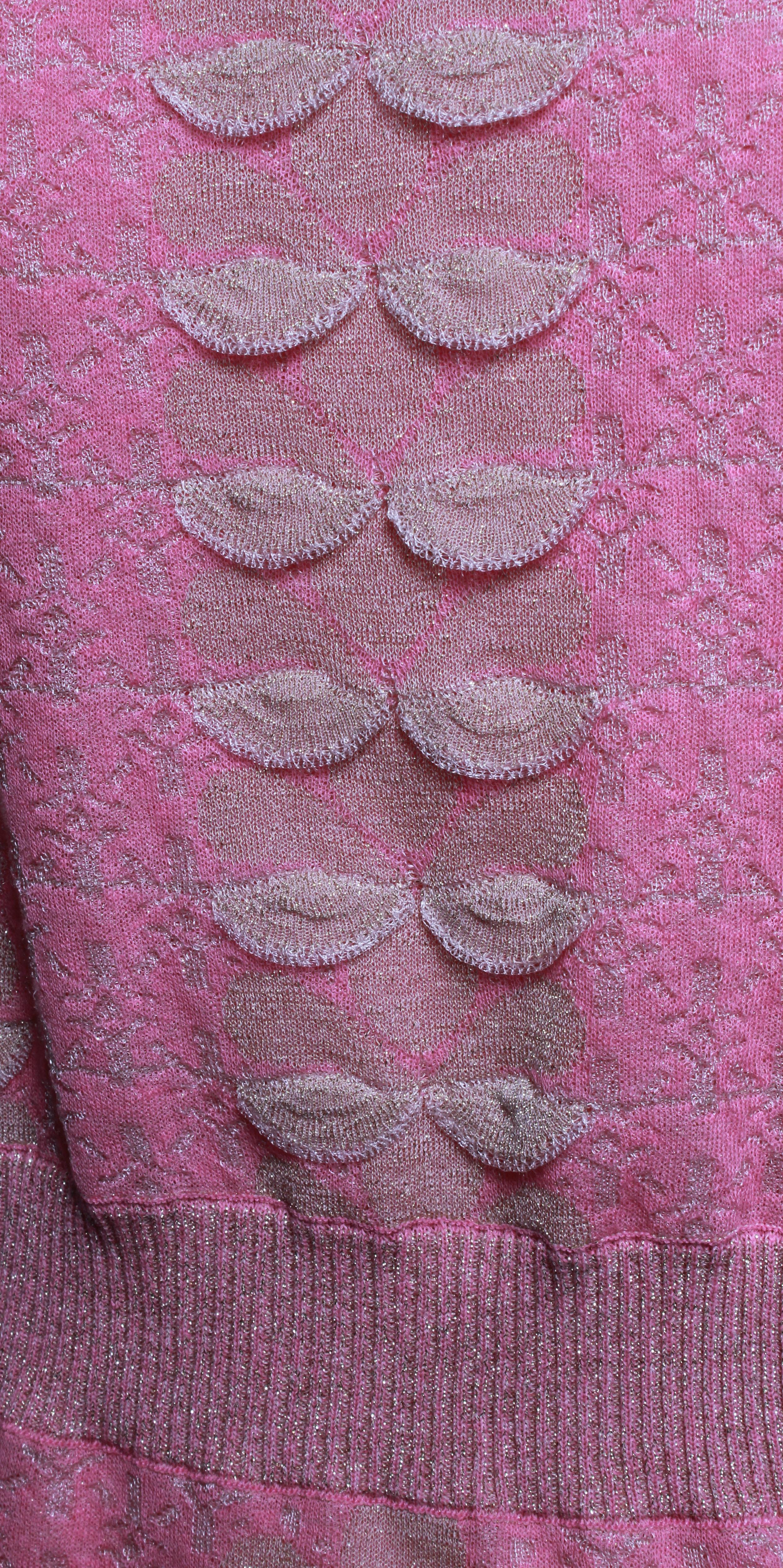Women's or Men's CHANEL 2016 Pink and Metallic Knit Mini Dress