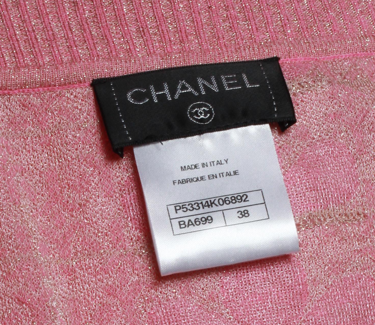 CHANEL 2016 Pink and Metallic Knit Mini Dress 1