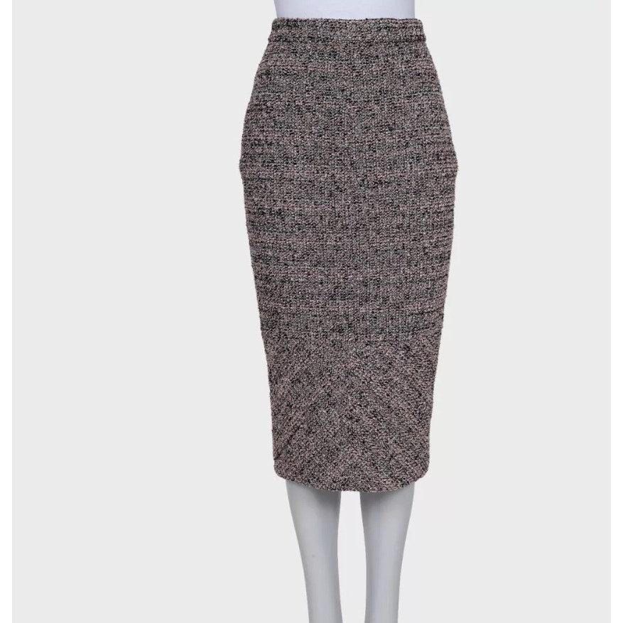 Chanel 2016 Rosa Nero e Argento Bouclé Gonna Giacca Abito FR38 In condizioni ottime in vendita a Krakow, PL