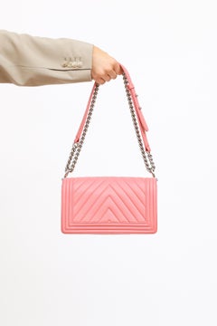 Chanel 2016 Pink Chevron Boy Bag