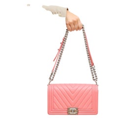 Chanel 2016 Pink Chevron Boy Bag