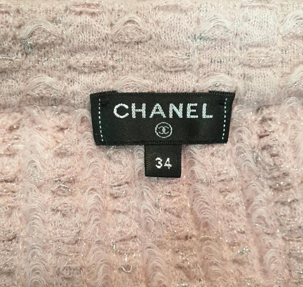 Gray Chanel 2016  Pink Knited Mini Skirt For Sale