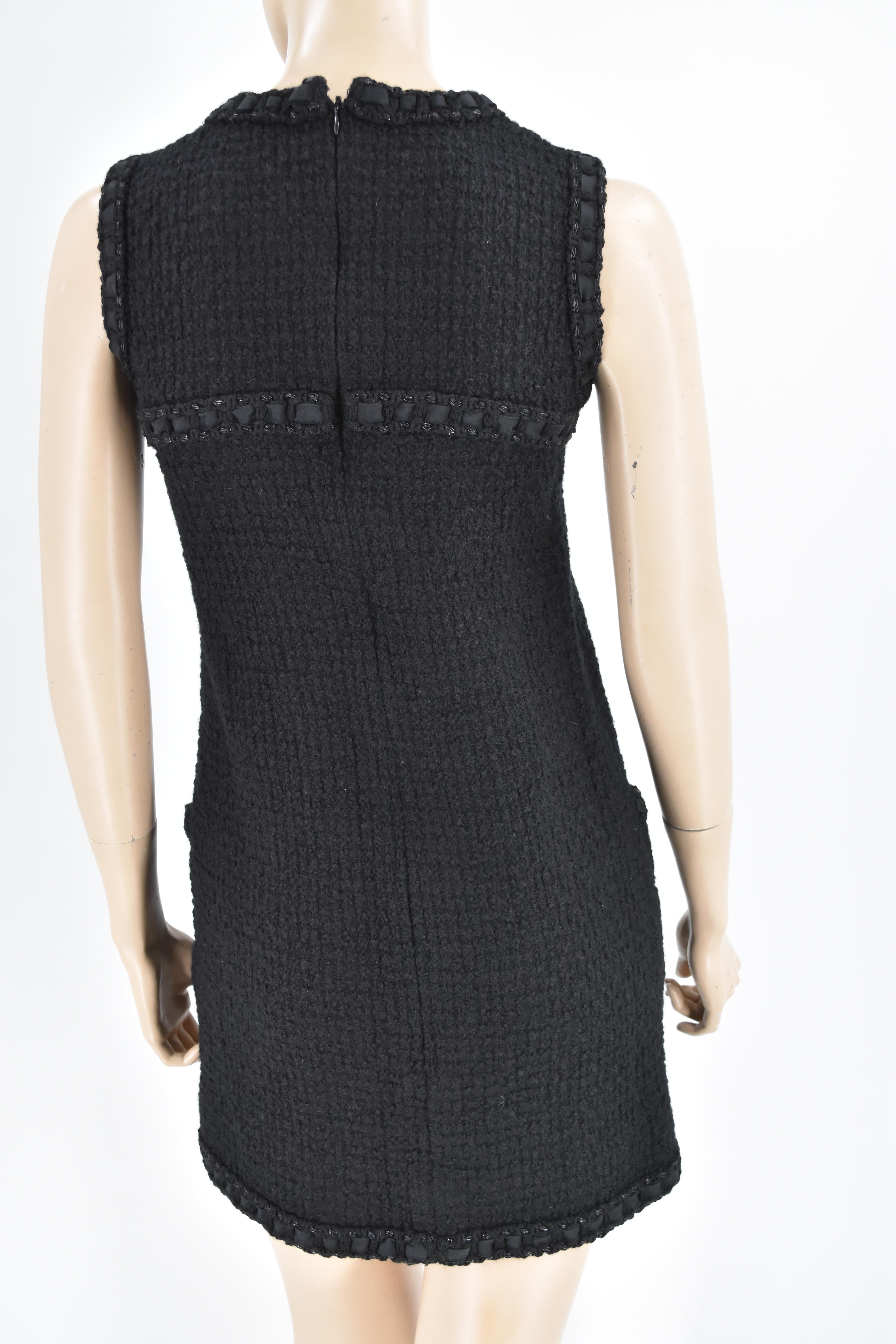 Women's or Men's Chanel 2016 Ribbon Embellished Mini Dress Little Black Dress 36 For Sale