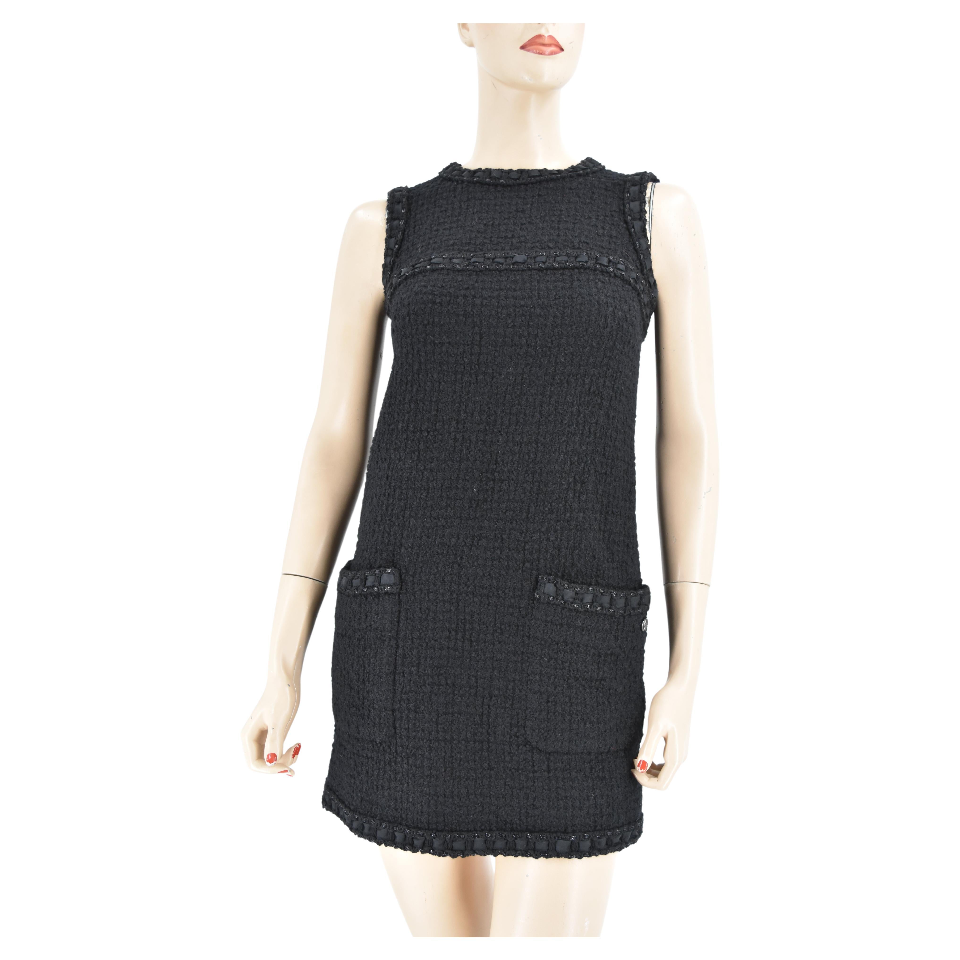 Chanel 2016 Ribbon Embellished Mini Dress Little Black Dress 36 For Sale