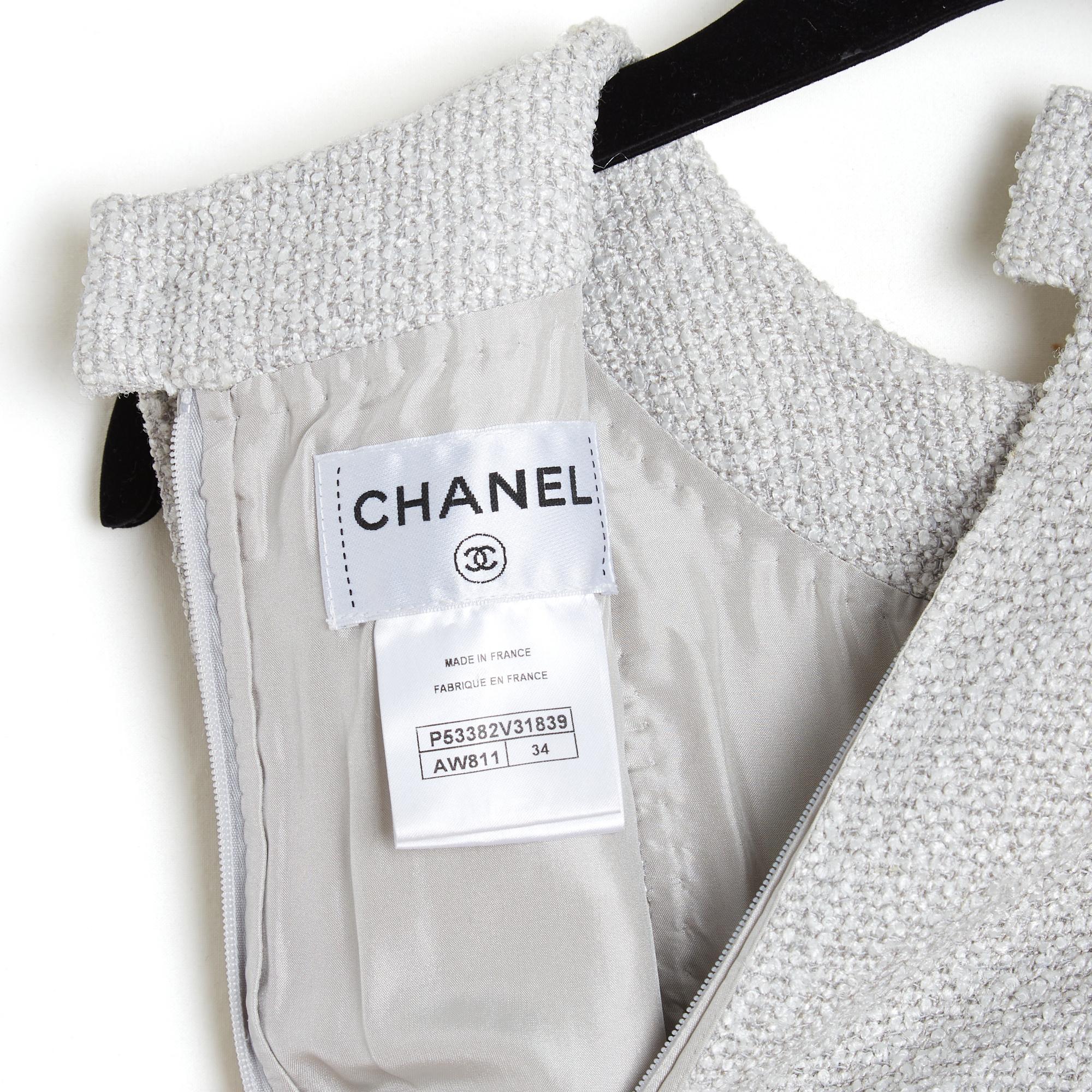 De las mujeres Chanel 2016 Robe FR34 Paris Seoul Gris claro Tweed mini vestido UK6 US4 en venta