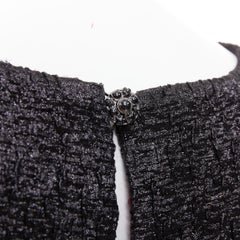 CHANEL 2016 Runway gunmetal glitter black pleated tweed sleeveless dress FR42 L
