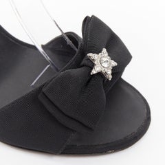 CHANEL 2016 Runway Paris Rome Crystal Bow black grosgrain stiletto sandals EU36