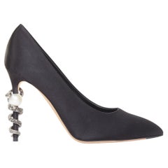 CHANEL 2016 Runway Serpent Pearl satin CC pearl crystal snake heel pump EU38