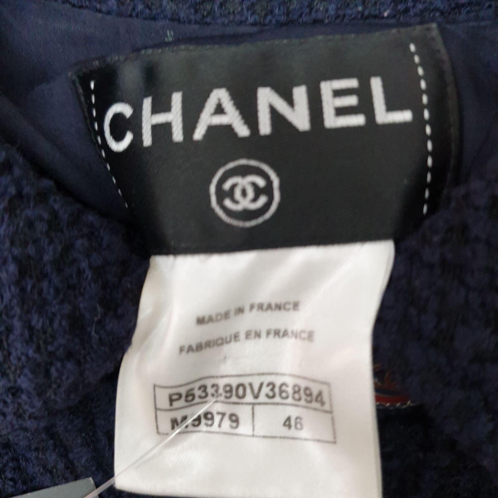 Chanel 2016 Tweed Navy Blue Dress   For Sale 4