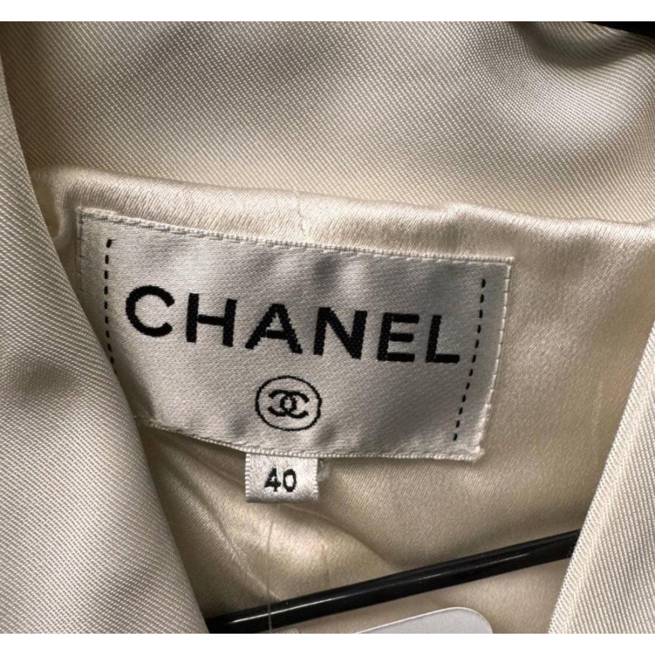 Chanel 2016 Weißes geblümtes Kleid mit Rüschen - FR40 im Angebot 1