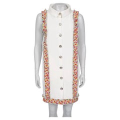 Chanel 2016 Vestido Chaqueta Volantes Floral Blanco - FR40
