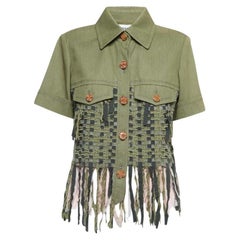 Chanel 2017 17С cruise Cuba Fringed Short Sleeve Jacket Green