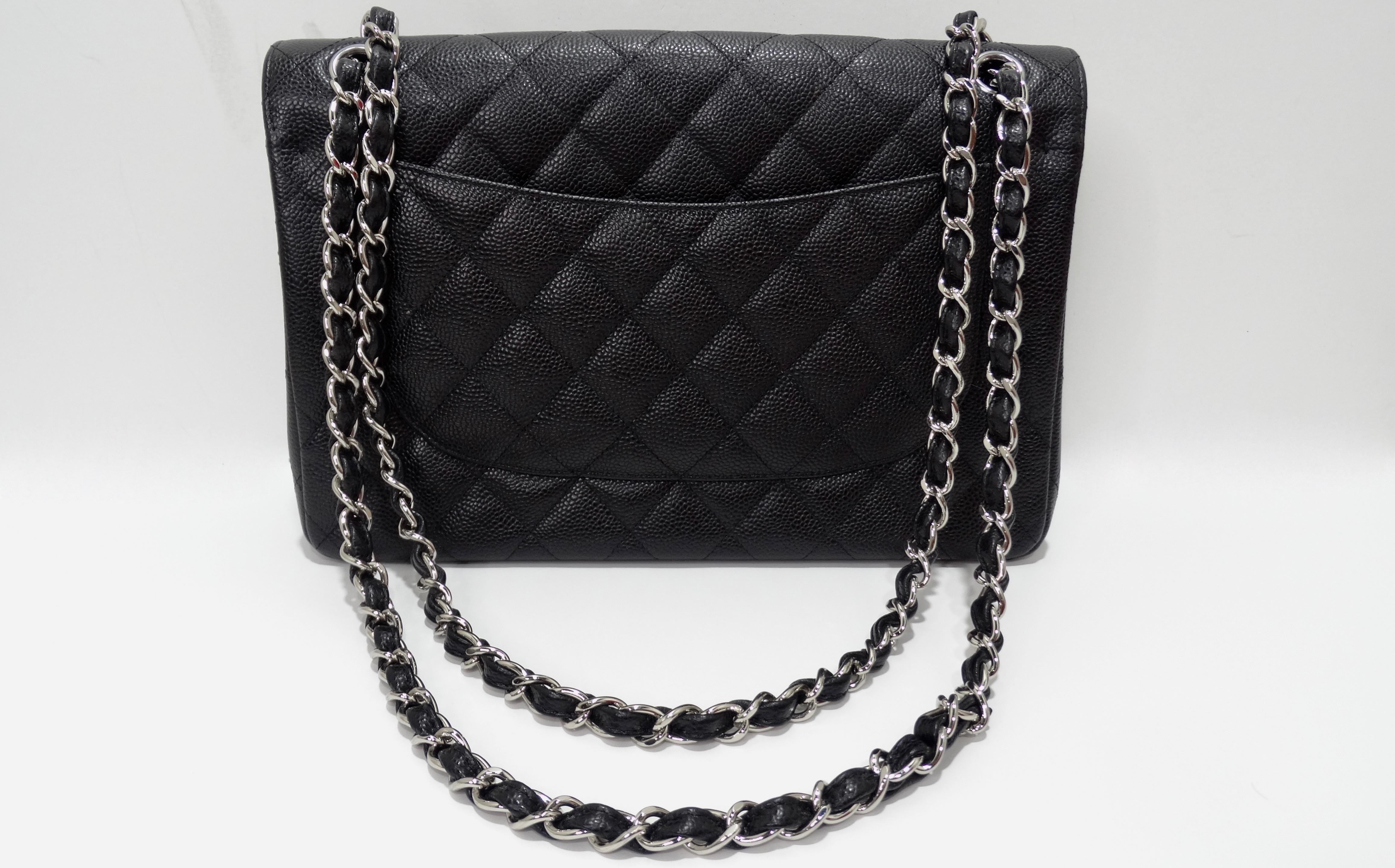 Chanel 2017/2018 Black Caviar Double Flap Jumbo Shoulder Bag 9