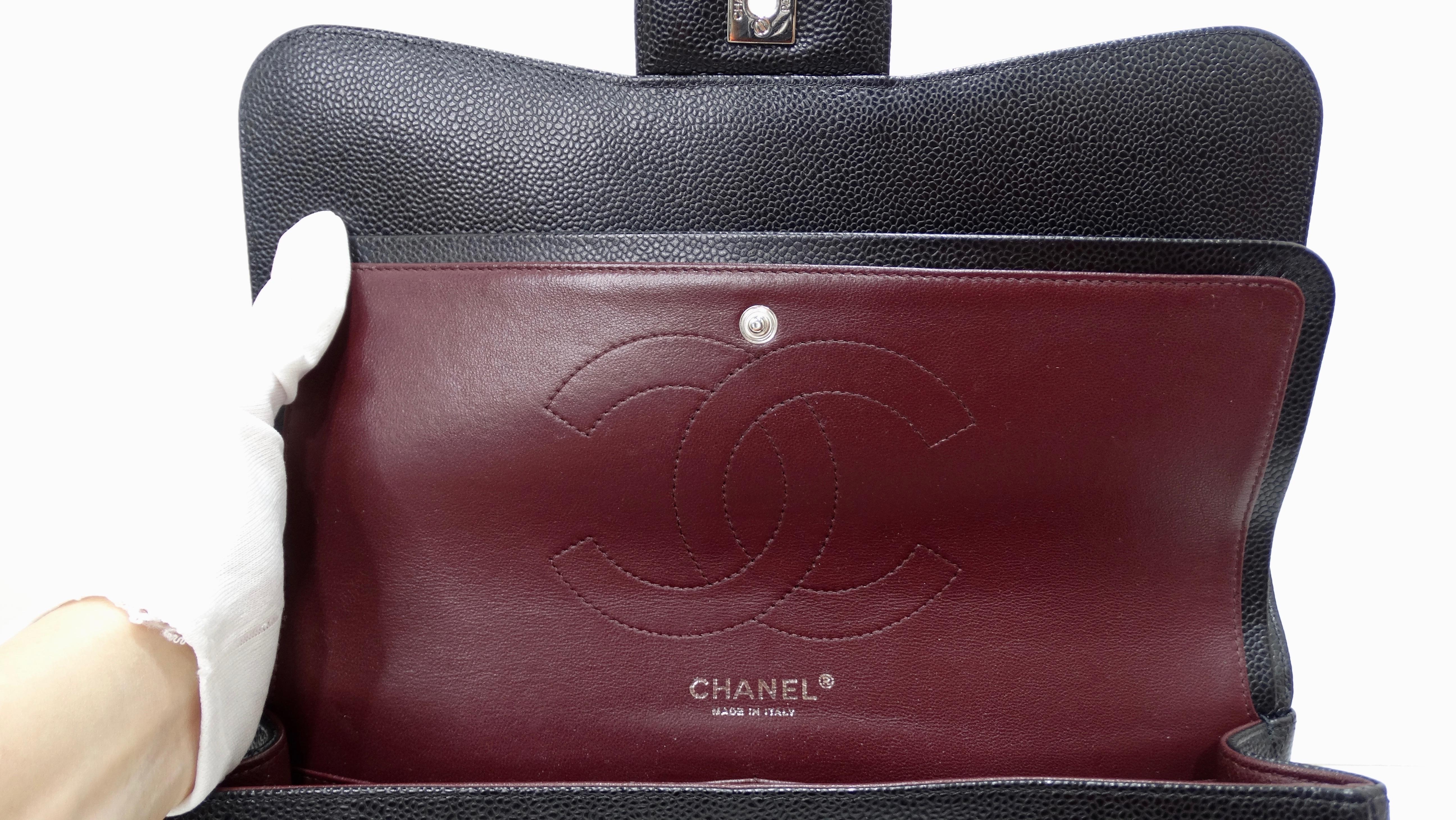 Chanel 2017/2018 Black Caviar Double Flap Jumbo Shoulder Bag 2