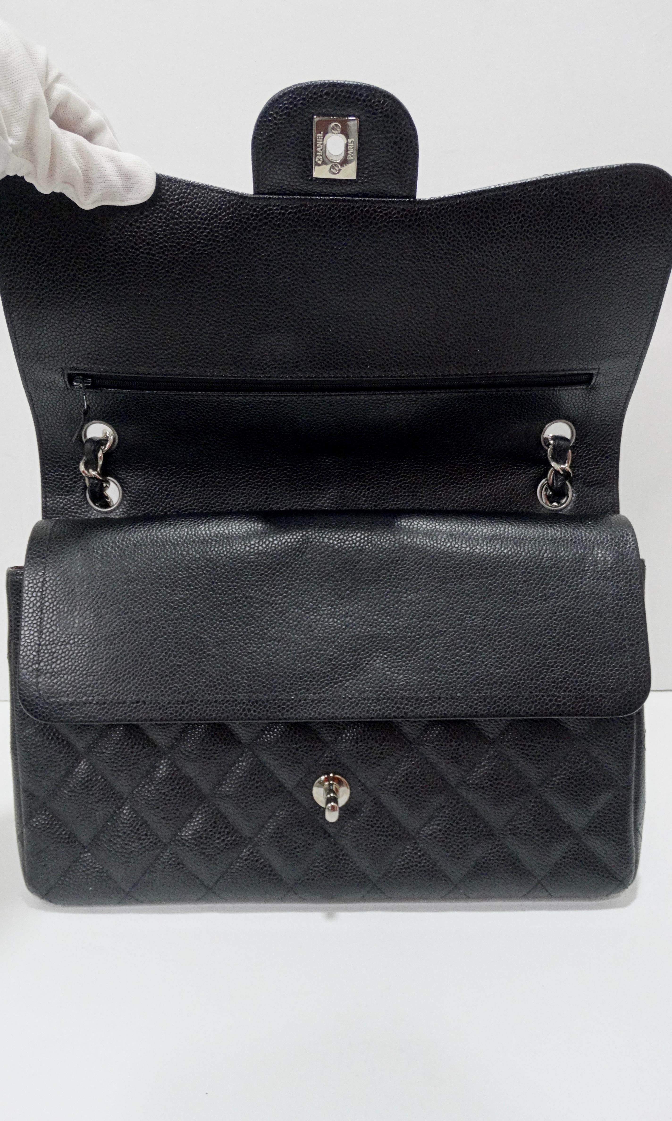 Chanel 2017/2018 Black Caviar Double Flap Jumbo Shoulder Bag 5