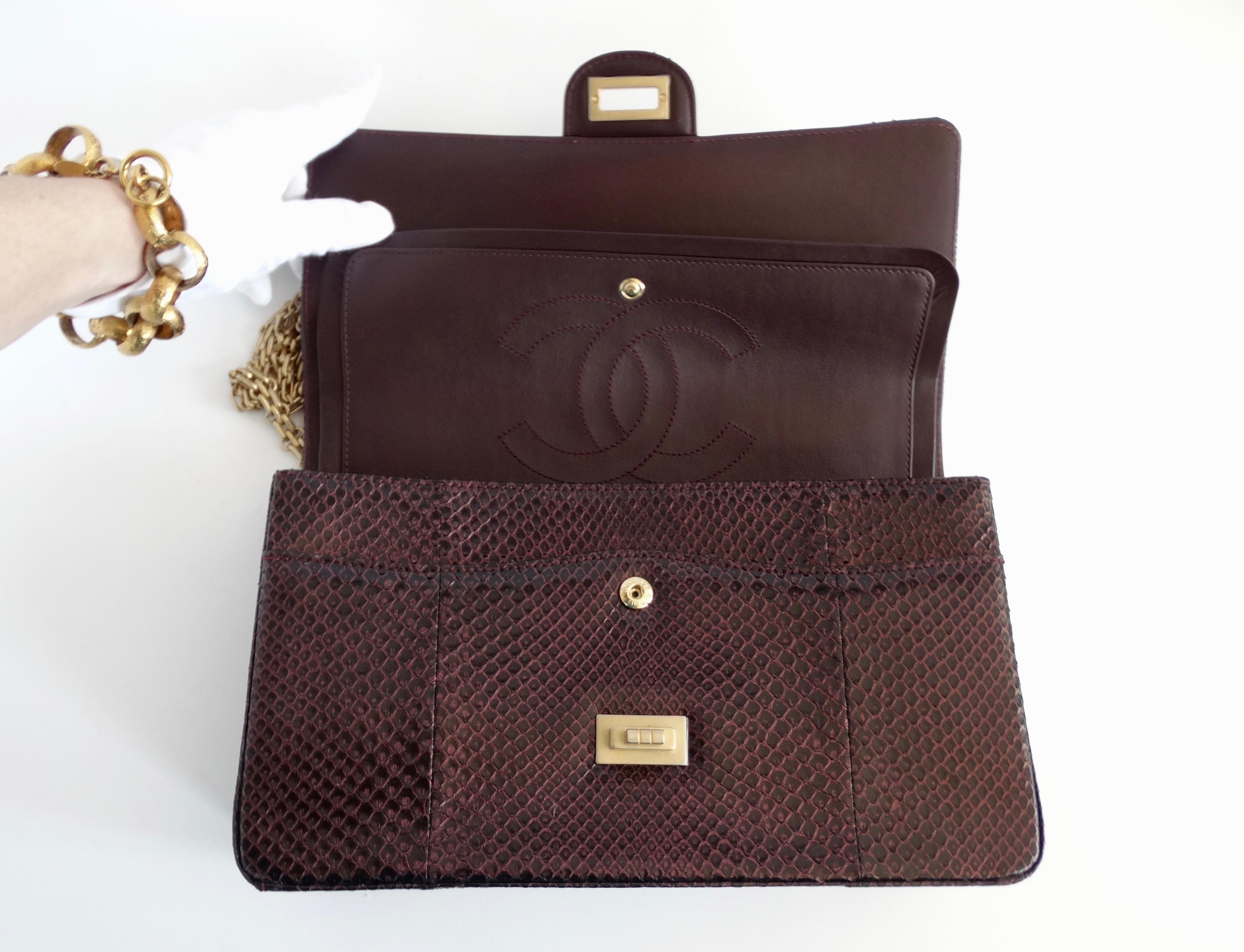 Chanel 2017/2018 Iridescent Purple Python Double Flap Bag  For Sale 2