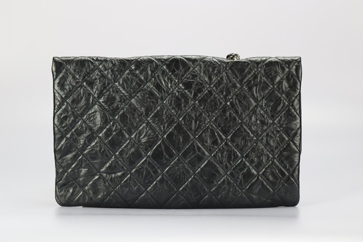 Black Chanel 2017 Bing Bang Flap Quilted Leather Shoulder Bag For Sale