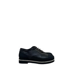 Chanel 2017 Black Leather Pearl Platform Sneakers Sz.41