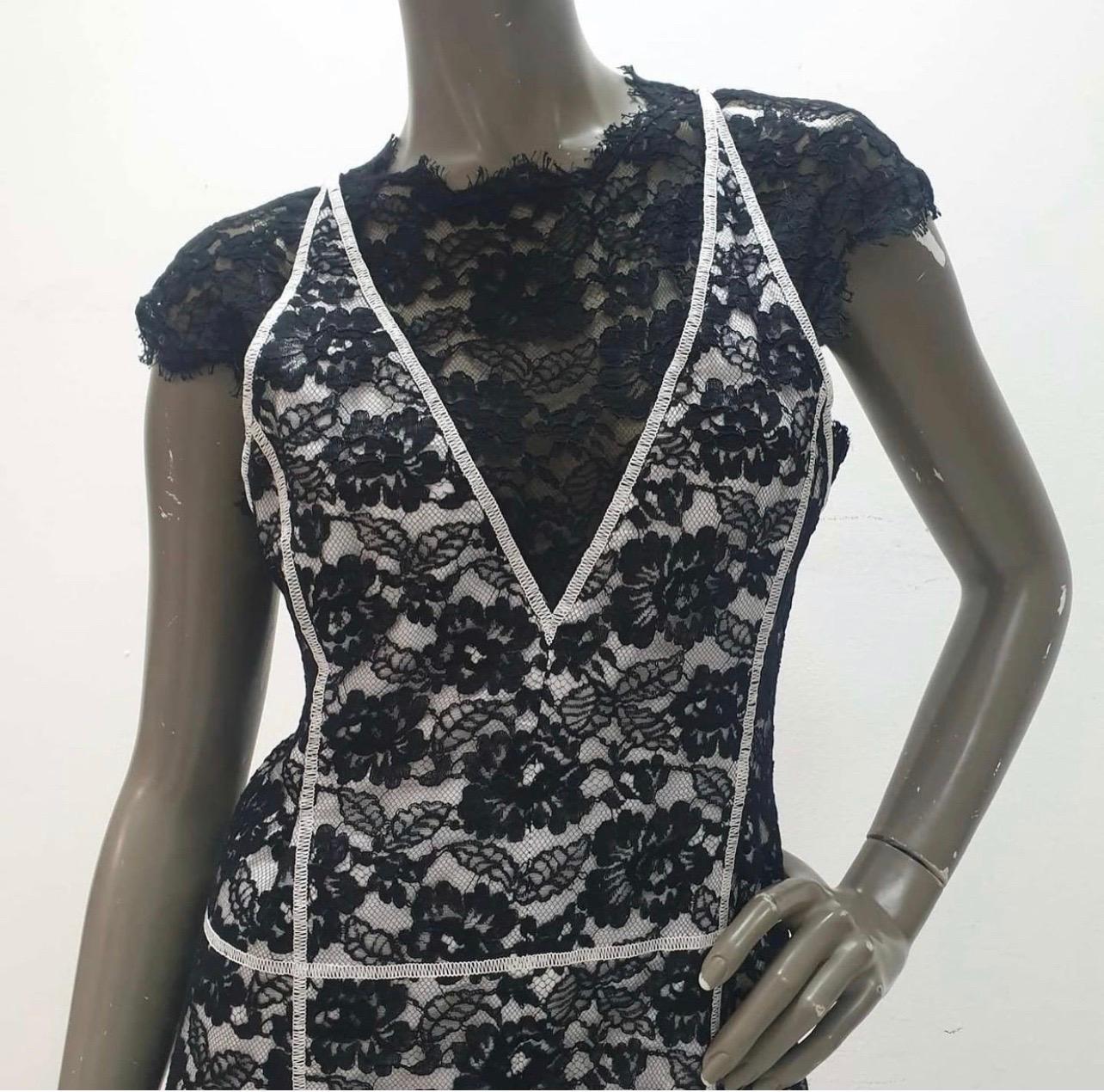 The tailoring of this dress is definite and exquisite making it another perfect creation by Chanel.

It comes in black with lace overlay, and a hemline ending lower the knees.

Make a worthy addition to your collection with this comfortable shift