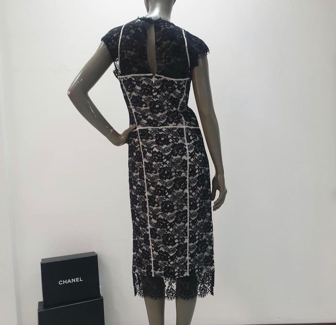 Chanel 2017 Black White Lace Dress 2