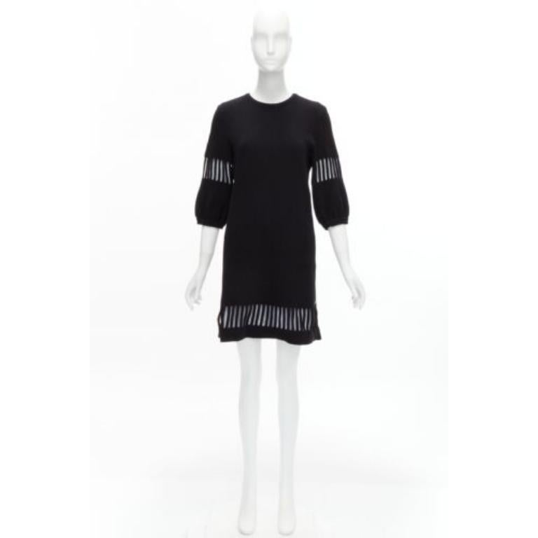CHANEL 2017 black wool angora cut out silver lurex sweater dress FR38 M For Sale 5