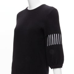CHANEL 2017 black wool angora cut out silver lurex sweater dress FR38 M