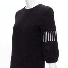 CHANEL 2017 black wool angora cut out silver lurex sweater dress FR38 M