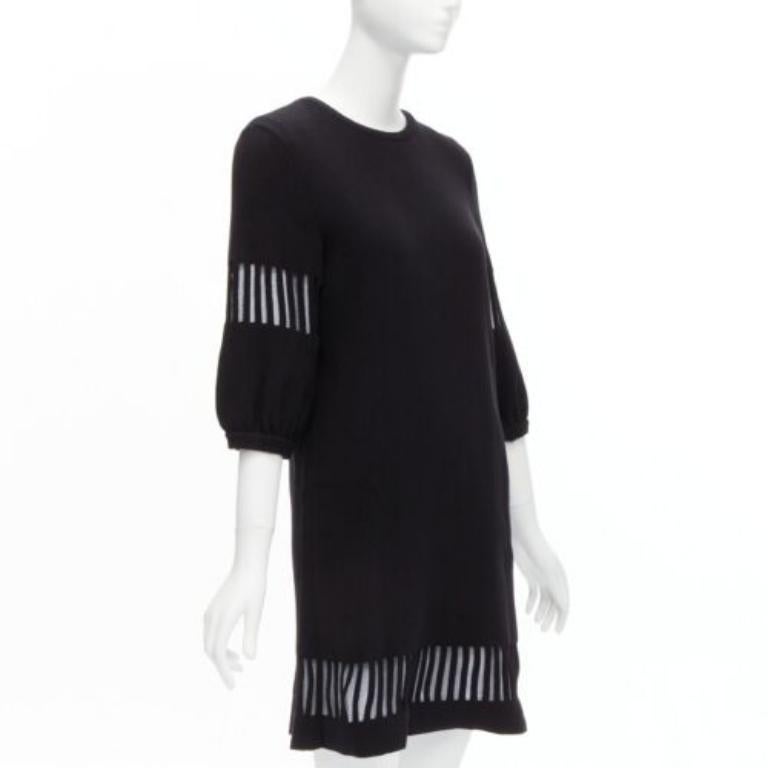 Black CHANEL 2017 black wool angora cut out silver lurex sweater dress FR38 M For Sale