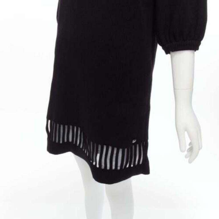CHANEL 2017 black wool angora cut out silver lurex sweater dress FR38 M For Sale 3