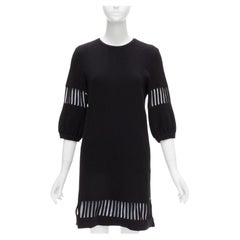 CHANEL 2017 black wool angora cut out silver lurex sweater dress FR38 M