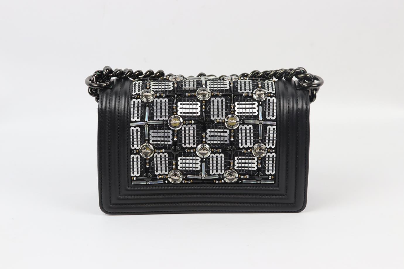 Chanel 2017 Boy Small Led Embellished Leather Shoulder Bag