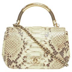 CHANEL 2017 Carry Chic leather gold tone top handle  mini clip crossbody bag