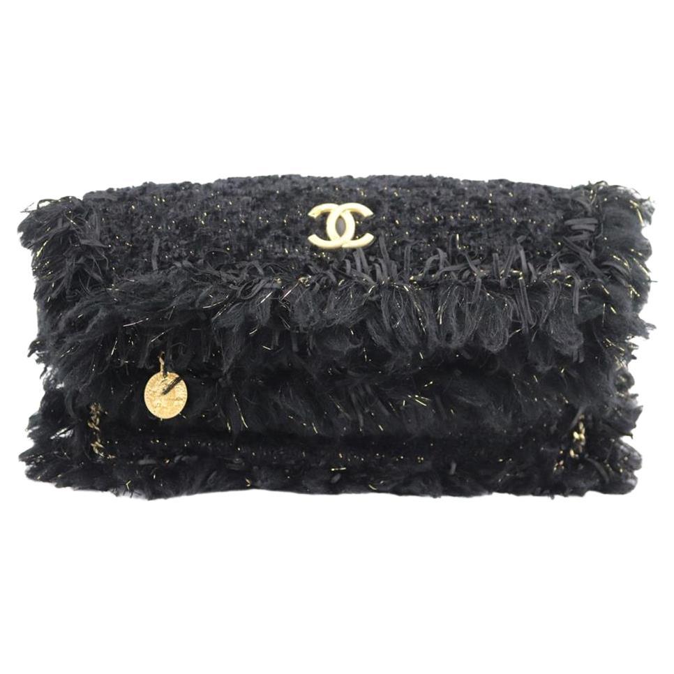 Chanel 2017 Cc Detailed Fringed Tweed Clutch