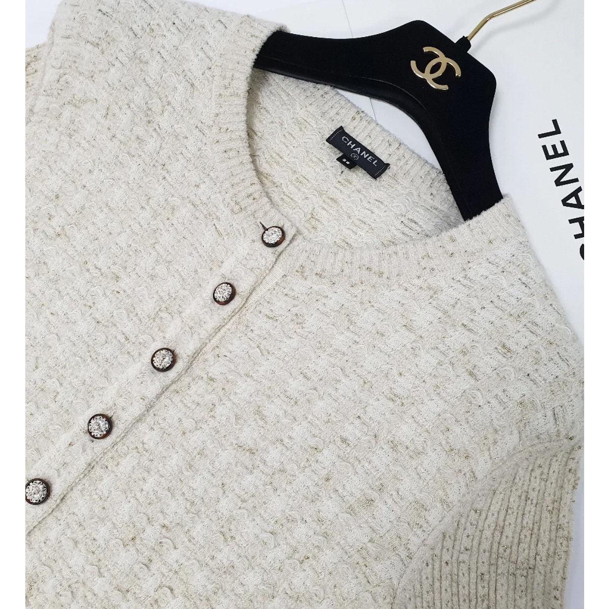 Chanel 2017 - Top en maille lurex viskose crème et or - Taille 38 Excellent état - En vente à Krakow, PL