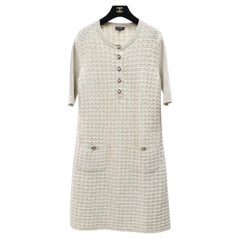 CHANEL 2017 Creme & Gold Viskose Lurex Stricktop - Größe 38