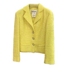 Chanel 2017 Cruise Lemon Yellow Ribbon Tweed Jacket