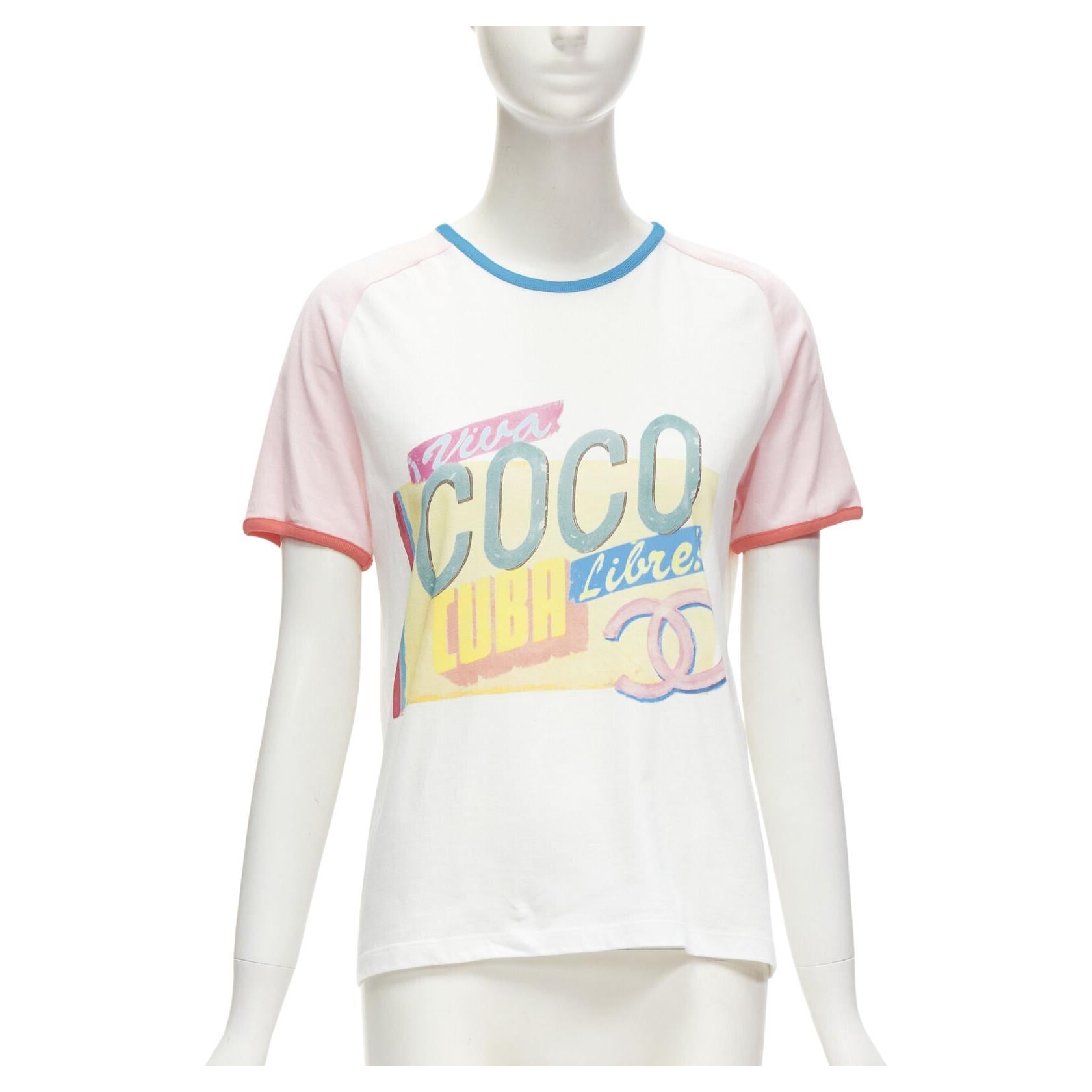 CHANEL 2017 Cruise Viva Coco Cuba Libre pastel CC logo colorful graphic  tshirt S