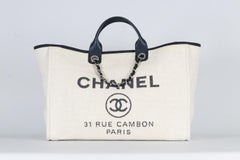 Chanel 2017 Deauville Large Canvas And Leather Tote Bag